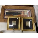 THREE FRAMED PRINTS TO INCLUDE A NAUTICAL SCENE AND TWO FOIL PICTURES