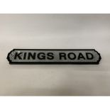 A WOODEN 'KINGS ROAD' ROAD SIGN