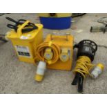A TRANSFORMER, 4 WAY SPLITTER AND INSPECTION LIGHT NO VAT
