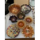 A COLLECTION OF CARNIVAL GLASS PIECES