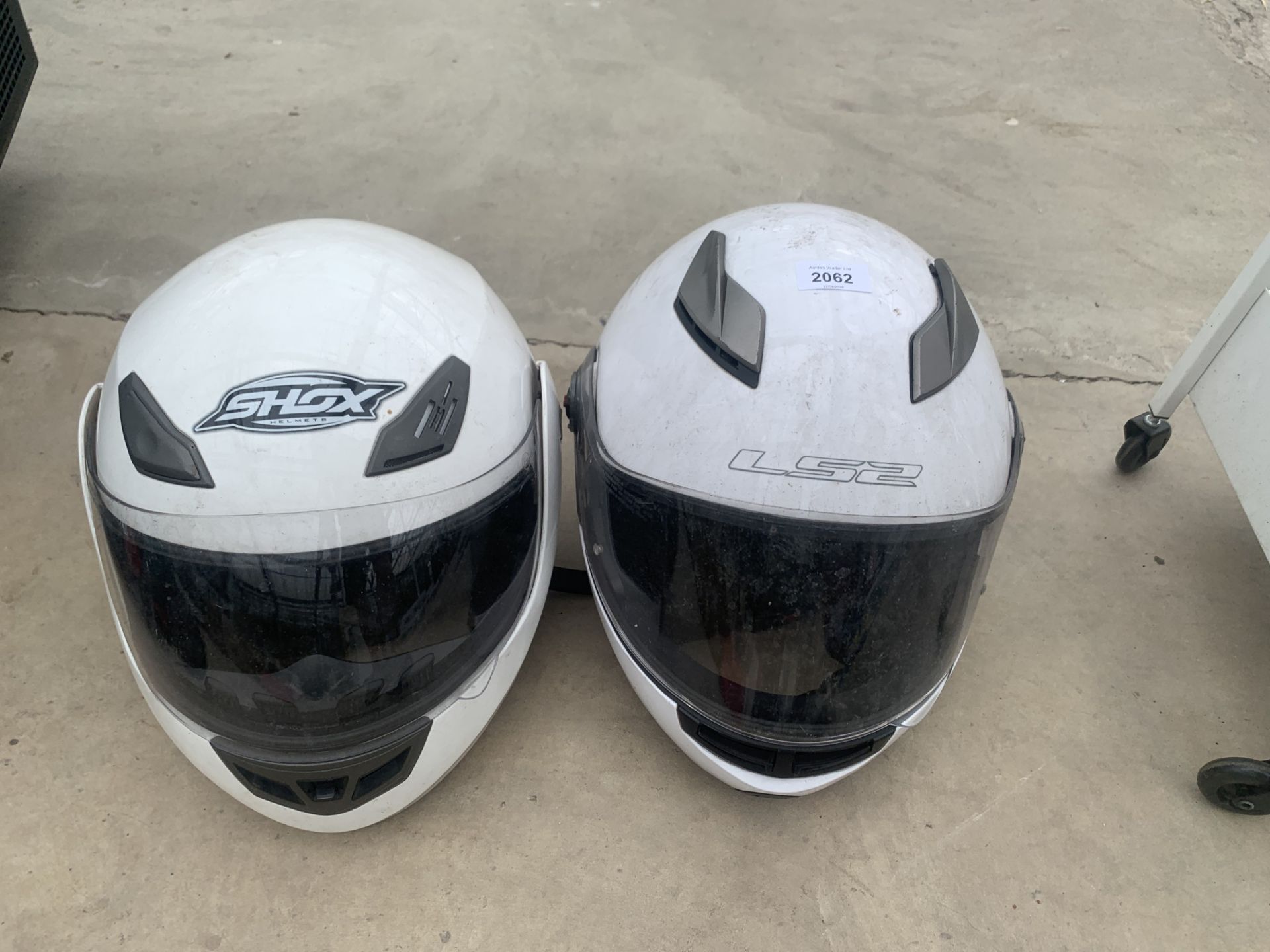 TWO MOTORBIKE HELMETS TO INCLUDE A SHOX