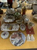 AN ASSORTMENT OF ITEMS TO INCLUDE COLLECTORS PLATES, VASES, GINGER JAR, ORIENTAL STYLE PIECES ETC