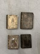 FOUR VINTAGE WHITE METAL RELIGIOUS THEMED VESTA CASES