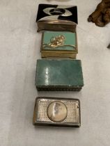 FOUR VINTAGE BOXES TO INCLUDE AN ART DECO WITH LEAPING DEER, ONYX, ETC