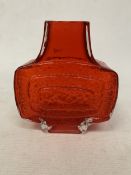 A RED WHITEFRIARS STYLE TEXTURED TV VASE