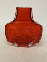 A RED WHITEFRIARS STYLE TEXTURED TV VASE
