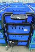 AN ALUMINIUM WORK TROLLEY WITH 8 BASKETS NO VAT