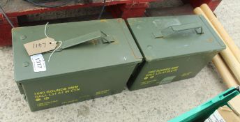 2 GREEN MOD METAL AMMUNITION CASES + VAT