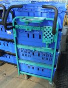 AN ALUMINIUM WORK TROLLEY WITH 10 BASKETS NO VAT