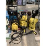 THREE VARIOUS KARCHER ELECTRIC PRESSURE WASHERS