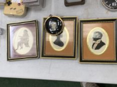 TWO VINTAGE SILHOUETTE PORTRAITS, MRS BANCROFT AND YOUNG SQUIRE BY ARTIST ENID ELLIOT LINDER PLUS