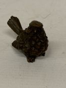 A BRONZE FIGURE OF A ROBIN