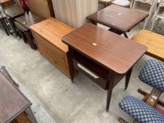 A PINE BLANKET CHEST AND 1970'S SIDE TABLE WITH DRAWER
