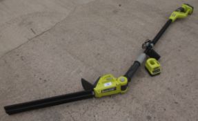 A RYOBI BATTERY HEDGE CUTTER IN WORKING ORDER NO VAT