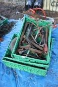 5 BOXES AND CONTENTS INCLUDING SPANNERS, SAWS AND NAILS NO VAT