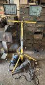 AN ANGLE GRINDER, LAMP AND PUMP NO VAT