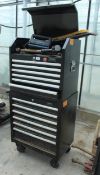 A HALFORDS TOOL BOX AND TOOLS NO VAT