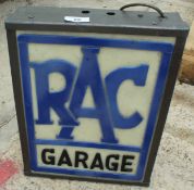 AN ILLUMINATED RAC GARAGE SIGN - NO VAT