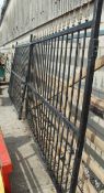 A PAIR OF BLACK METAL GATES 7FT6 TO FIT A 15FT GAP NO VAT