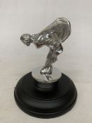 A CHROME FLYING LADY ON A BASE