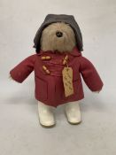 A VINTAGE GABRIELLE DESIGNS PADDINGTON BEAR WITH WHITE DUNLOP WELLINGTON BOOTS
