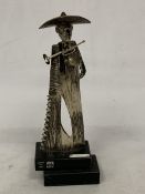 AN XRF TESTED TO 925 SILVER, ORFEBRES DEL ARTE SCULPTURE OF A MEXICAN ON A PLINTH, HEIGHT 24CM