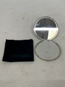 A GUCCI, FLORA GARDEN COLLECTION, WHTE METAL MIRROR COMPACT WITH ASSOCIATED BAG