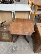 A LATE VICTORIAN SIDE TABLE WITH SERPENTINE CORNER ON PEDESTAL BASE