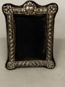 A HALLMARKED LONDON SILVER PHOTO FRAME, 19CM X 13CM
