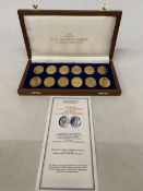 A DANBURY MINT CASED SET OF 12 STERLING SILVER GOLD PLATED INGOTS, FEATURING PRINCE ANDREW AND SARAH