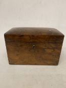 A VINTAGE BURR WALNUT TEA CADDY