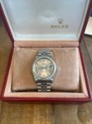A GENTLEMAN'S ROLEX DATEJUST WRISTWATCH, 36 MM, JUBILEE BRACELET, DIAMOND BEZEL, GOOD CONDITION,