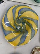 A LARGE 'OUR GLASS - TORQUAY' STUDIO GLASS BOWL - SIGNED TO THE BASE