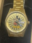 A LADIES SEIKO MICKEY MOUSE WATCH IN A PRESENTATION BOX