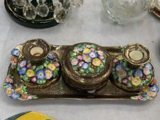 A FLORAL DRESSING TABLE SET