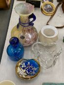 A MURANO KRISTALL MERY HAND BLOWN ART GLASS VASE TOGETHER WITH A KRALIC ART NOUVEAU IRIDESCENT