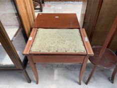 AN EDWARDIAN PIANO STOOL WITH LIFT UP SEAT