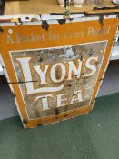 A LARGE ENAMEL LYON'S TEA SIGN, 40" X 30"
