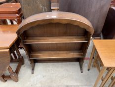 AN ERCOL OAK DRESSER RACK, 32" WIDE