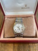 A GENTLEMAN'S ROLEX OYSTER QUARTZ WRISTWATCH, 36 MM, BI-METAL, WHITE ROMAN DIAL, RECENTLY SERVICED