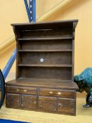 A SMALL WOODEN OAK DRESSER APPRENTICE PIECE