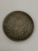 AN 1850 AMERICAN SILVER HALF DOLLAR, WEIGHT 12.49g