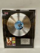 A LIMITED EDITION, 3/50, FRAMED PLATINUM DISC FOR ELVIS PRESLEY 'BLUE HAWAII'