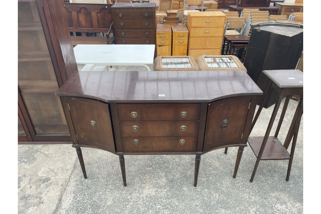 A REGENCY STYLE BREAKFRONT SIDEBOARD ENCLOSING THREE DRAWERS AND TWO CUPBOARDS, 54" WIDE - Image 1 of 4