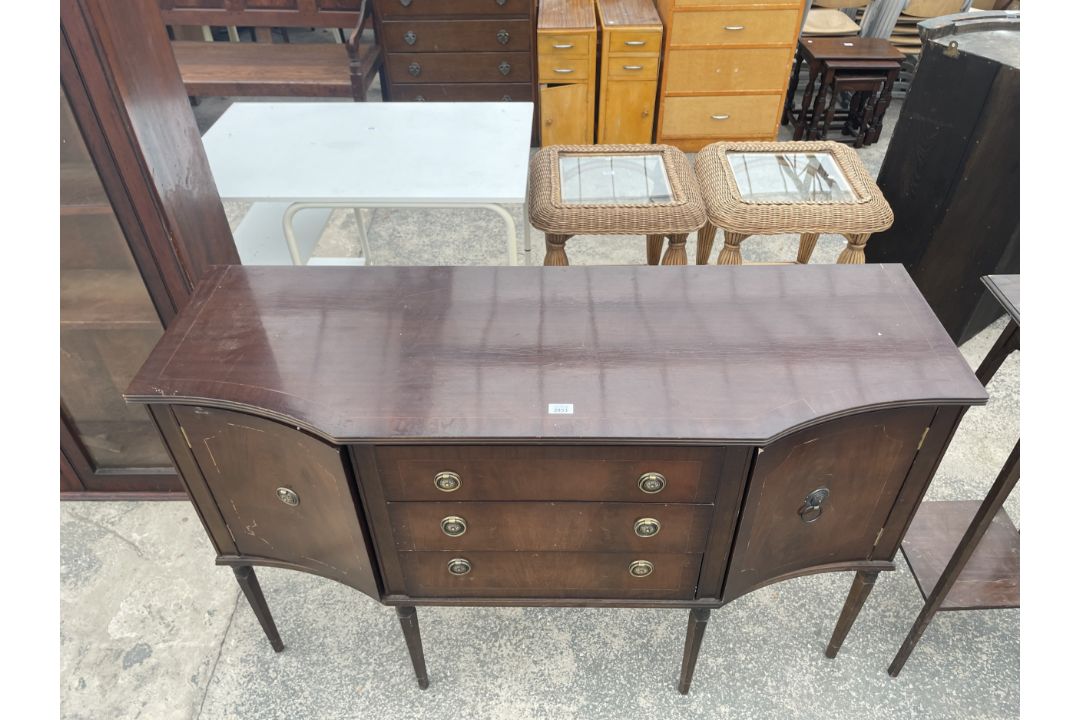 A REGENCY STYLE BREAKFRONT SIDEBOARD ENCLOSING THREE DRAWERS AND TWO CUPBOARDS, 54" WIDE - Image 2 of 4