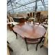 A REGENCY STYLE PEDESTAL DINING TABLE AND FOUR BRASS INLAID DINING CHAIRS - Image 1 of 6