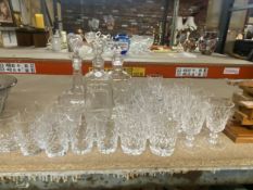A COLLECTION OF CUT GLASSWARE TO INCLUDE WINE GLASSES, LIQUEUR GLASSES ETC TOGETHER WITH THREE