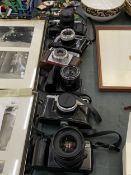 SIX CAMERAS TO INCLUDE CANON EOS 1000F, YASHICA MINISTER-D, SUPER DIGNETTE E-B DACORA, ETC