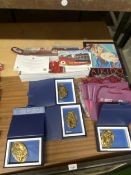 A QUANTITY OF MAINLY MANCHESTER AIRPORT RELATED ITEMS TO INCLUDE FOUR OVAL GILDED PLAQUES