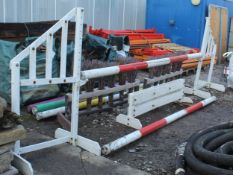 A JUMP WITH TWO WINGS, SEVEN POLES, 2 BRUSH FILLERS ETC NO VAT